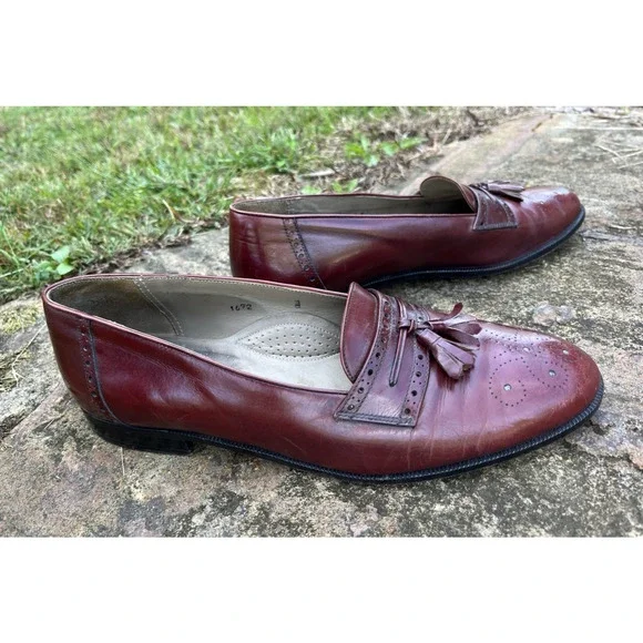 Designer Michael\'s Shoes Collection Red Burgundy Leather Tassel Loafers Men’s 9M Michaels shoes designer collection - Gem main image 4